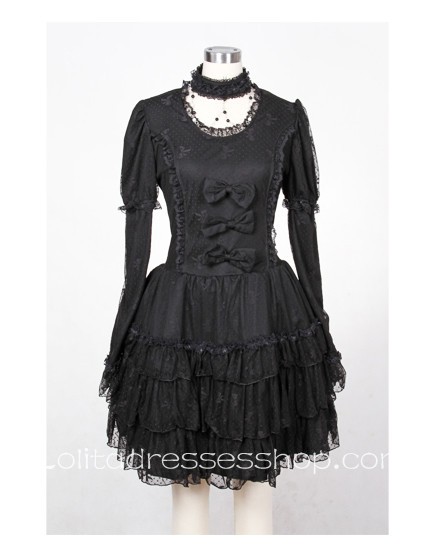 Red/Black short sleeve Lace Gothic Lolita Dresses With multi-layered And Full Print Style