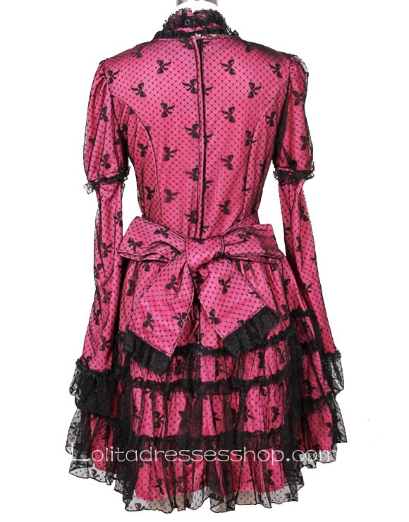 Cheap Red/Black short sleeve Lace Gothic Lolita Dresses With multi ...