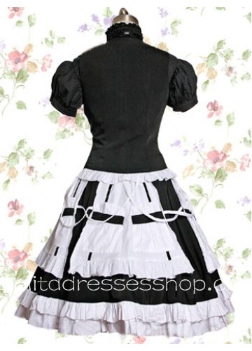 black dress with white collar short sleeve