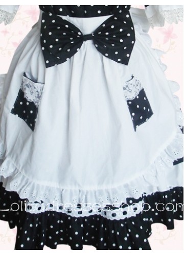 Black And White Square-collar Half Sleeves Knee-length Gothic Lolita Dress With Bow Style