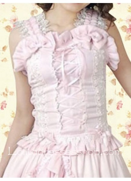 Pink Cotton Lace Collar Sleeveless Lolita Shirt