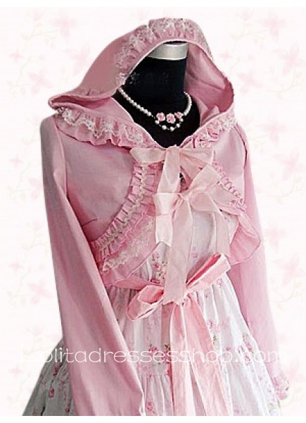 Short Pink Cotton Sweet Lolita Coat/Jacket With Lace Trim And Ruffles