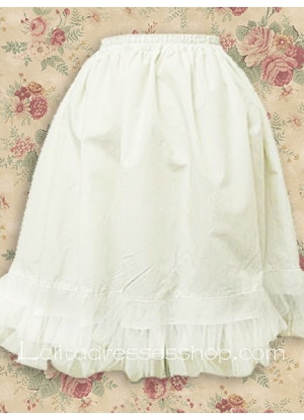 White Cotton Knee-length Classic Lolita Skirt With Lace