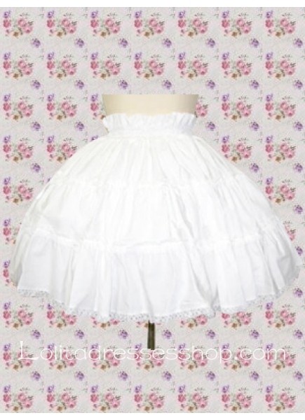 Short White Cotton Lace Trim Sweet Lolita Skirt