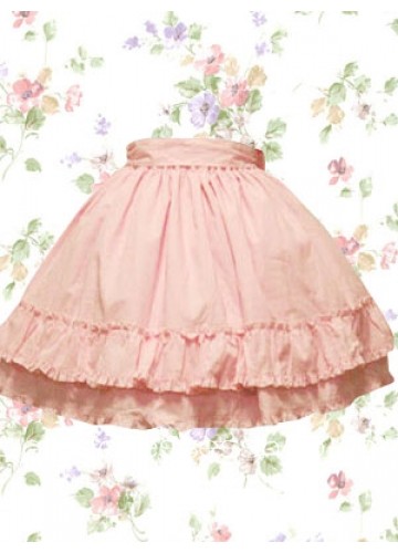 Pink Cotton Knee-length Ruffles Bow Sweet Lolita Skirt