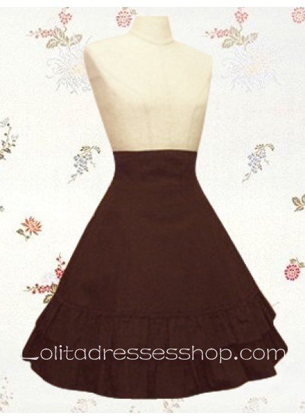 burgundy Cotton Knee-length Pleats Classic Lolita Skirt