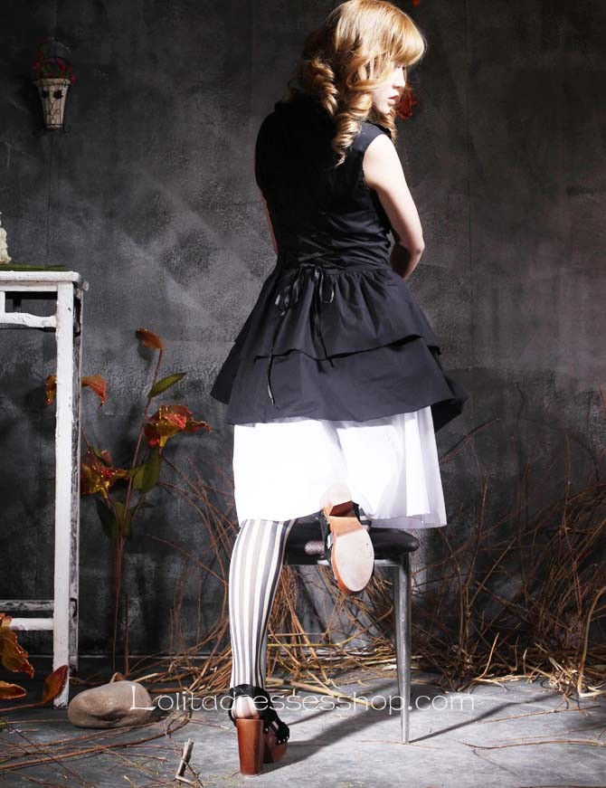 Black Square-collar Sleeveless Empire Halter Punk Lolita Dress