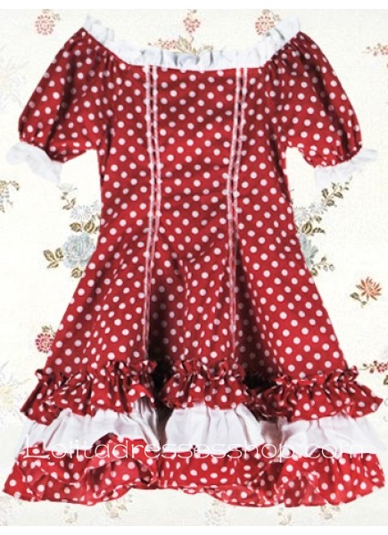 Sweet Scoop Short Sleeves Ruffle Cotton Lolita Dress