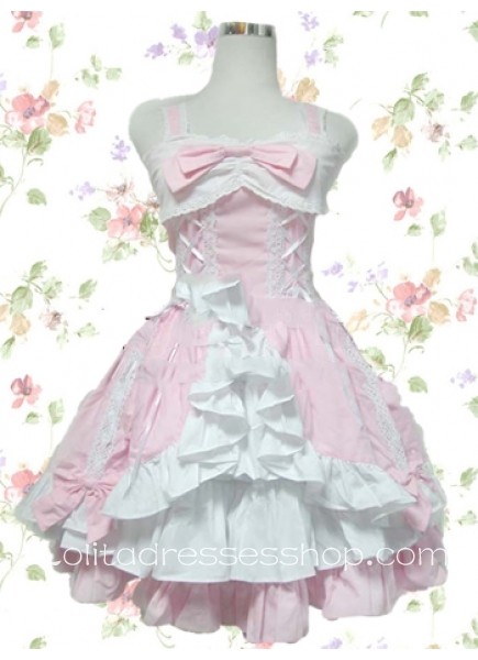 Short Sweet Sweetheart Straps Sleeveless Lolita Dress With Front Bandage Wood Style