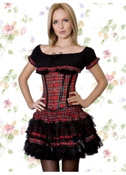 Black And Red Cotton Square Short Sleeves Lace Bow Classic Lolita Dress