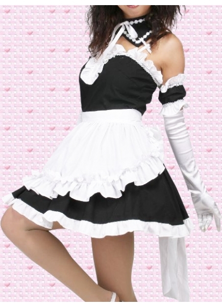 Black And White Cotton Detachable Collar Sleeveless Gothic Lolita Dress