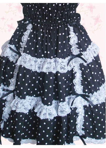 Black And White Cotton Square-collar Short Sleeves Gothic Lolita Dress