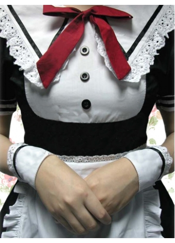 Black And White Cotton Turndown Collar Short Sleeve Gothic Lolita Dress