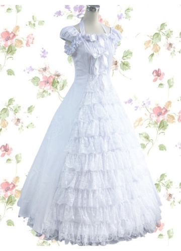 Sweet Square Satin Cap Sleeves Floor-length Lolita Dress With Ruched Bottom