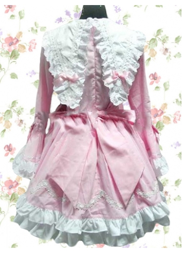 Sweet Turndown Collar Trumpet Sleeves Empire Knee-length Ruffles Lolita Dress