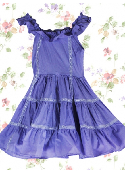 Royal Purple Square-collar Sleeveless Knee-length Ruffles Sweet Lolita Dress