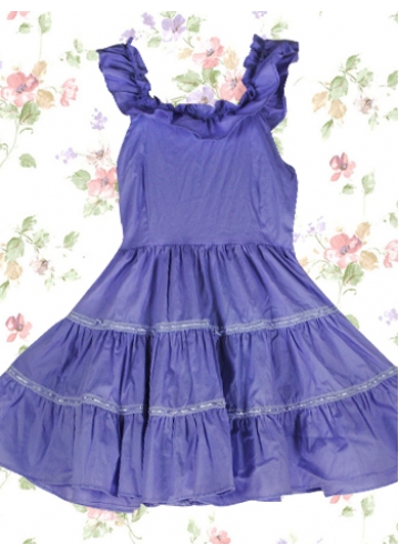 Royal Purple Square-collar Sleeveless Knee-length Ruffles Sweet Lolita Dress