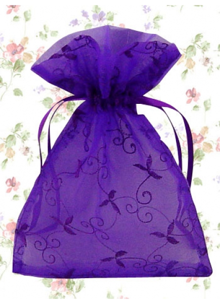 Organza Purple Sheer Lolita Pouch With Embroidery