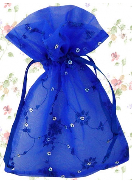 Navy Blue 24*17cm Hand Beadings Lolita Organza Bag