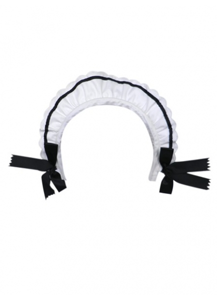 Cute White And Black Cotton Polyester Maidservant Headwear