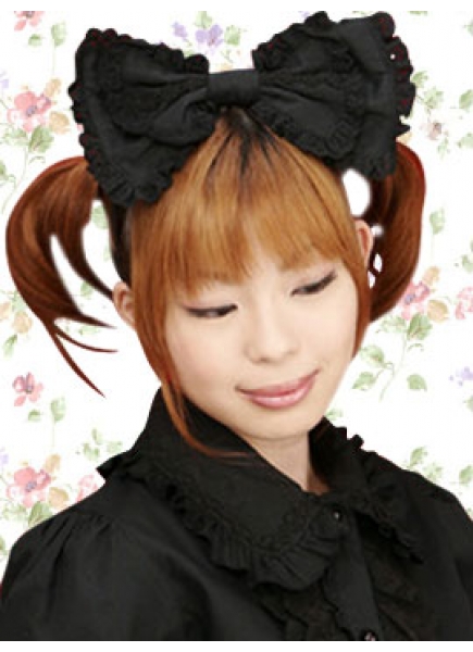 Cool Black Bow With Lace Cotton Lolita Headband