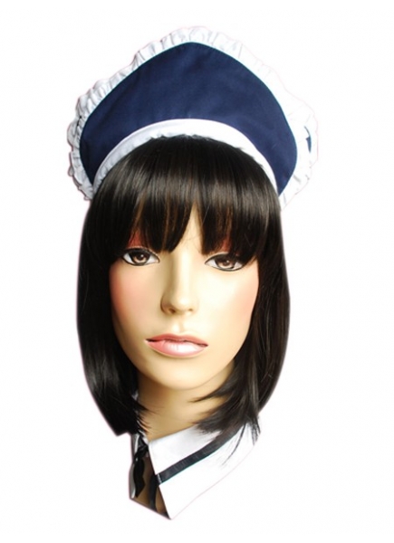 Dark Navy Cotton Rectangle With White Lace Lolita Headband