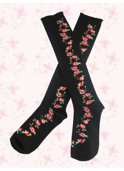 Lovely Jacquard Rose Lolita Knee Stockings