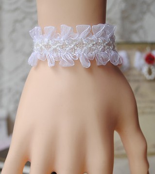 Lovely White Chiffon Beads Lolita Bracelet