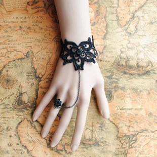 Fabulous Black Lace Rose Lolita Bracelet