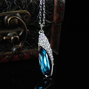 Gorgeous Blue Swarovski Alloy Chain Rhinestones Women\'s Necklace