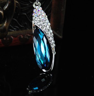 Gorgeous Blue Swarovski Alloy Chain Rhinestones Women\'s Necklace