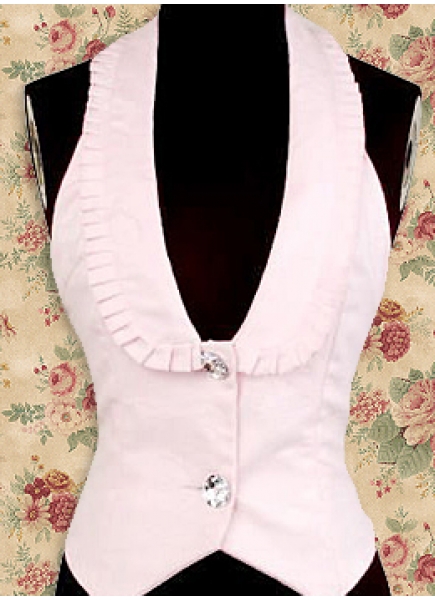 Pink Cotton Halter Sleeveless Button Classic Lolita Blouse With Button