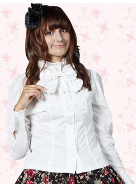 Cotton White Bow Classic Lolita Blouse