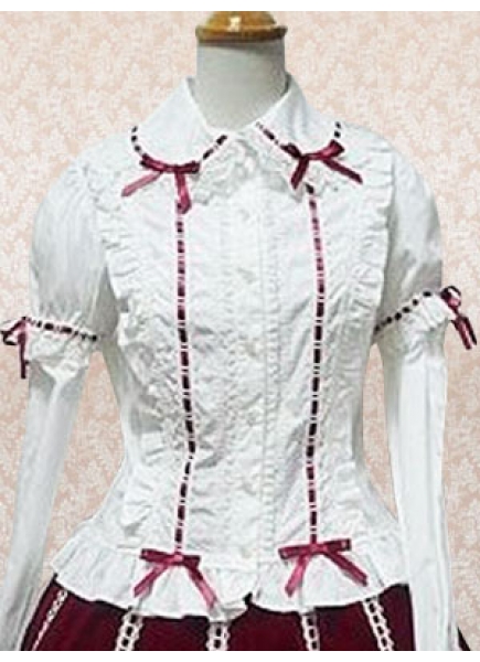 Cotton White Lace Long Sleeves Sweet Lolita Blouse