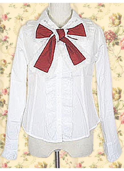 Cotton White Turndown Collar Long Sleeves Classic Lolita Blouse