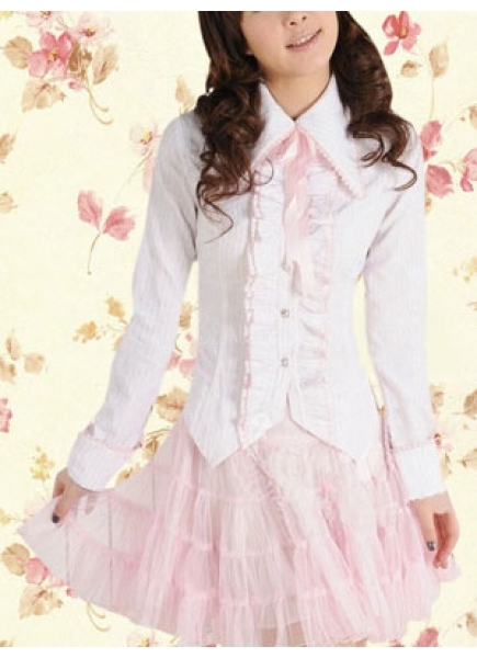 Cotton Turndown Collar Long Sleeves Sweet Lolita Blouse And Skirt