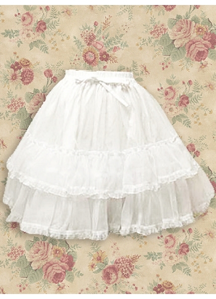 Short White Cotton Sweet Lolita Skirt With Lace Trim Hemline