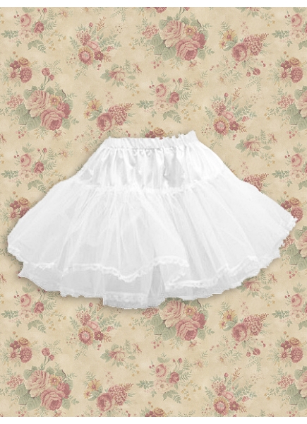 Short White Cotton And Net Sweet Lolita Underskirt With Tiers Hemline