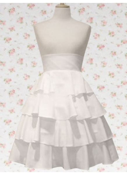 Short White Cotton Multi-layer Sweet Lolita Skirt With Tiers Hemline
