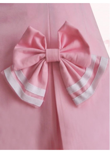 Short Pink Cotton Sweet Lolita Skirt With Double-Layer Bow