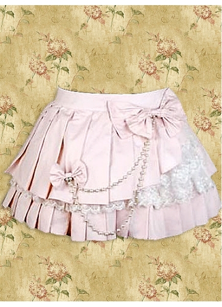 Short Pink Cotton Sweet Lolita Skirt With Ruffles Hemline