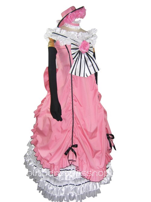 Kuroshitsuji Ciel Phantomhive Pink Satin Womens Cosplay Costume