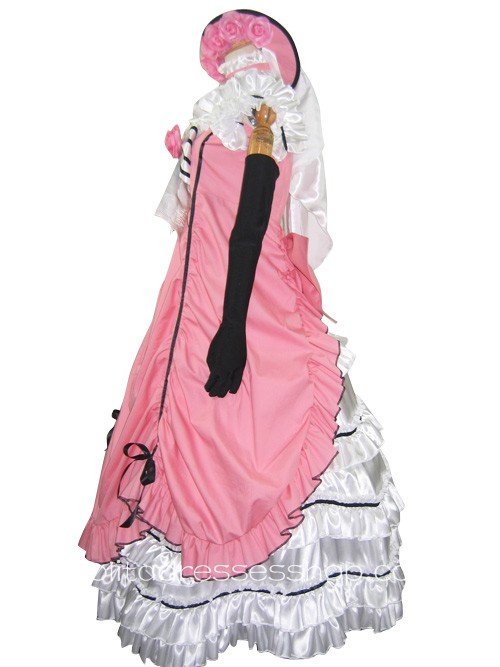 Kuroshitsuji Ciel Phantomhive Pink Satin Womens Cosplay Costume
