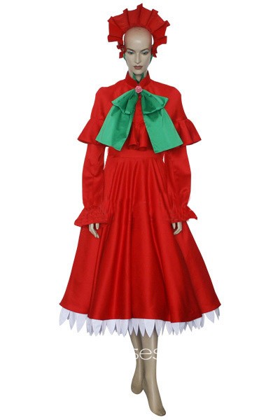 Rozen Maiden Shinku Pure Ruby Red Satin Cosplay Costumes
