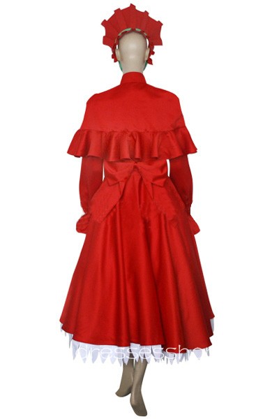 Rozen Maiden Shinku Pure Ruby Red Satin Cosplay Costumes