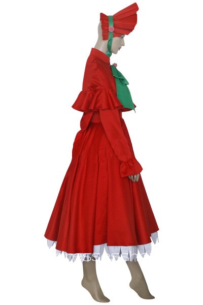 Rozen Maiden Shinku Pure Ruby Red Satin Cosplay Costumes
