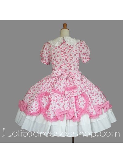 Pink and White Cotton Long Sleeves Sweet Lolita Dress