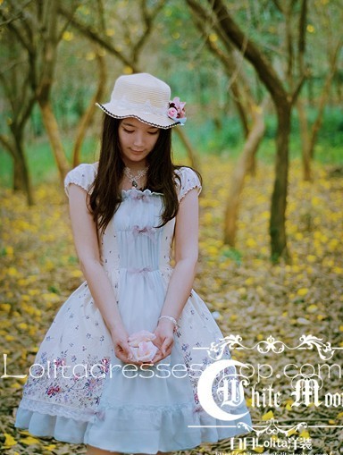 Sweet White And Blue Sky Knee-length Bowknot Lolita Dress