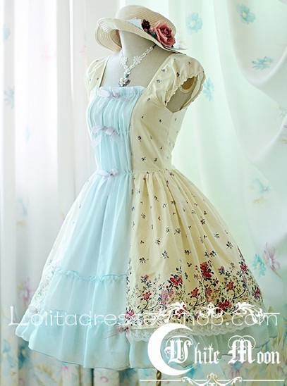 Sweet White And Blue Sky Knee-length Bowknot Lolita Dress