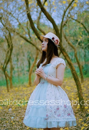 Sweet White And Blue Sky Knee-length Bowknot Lolita Dress